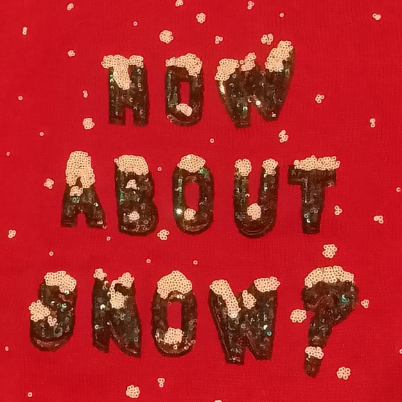 H & M Holiday sweater in bright red with green/white/black sequins. Size XS. - Picture 2 of 4
